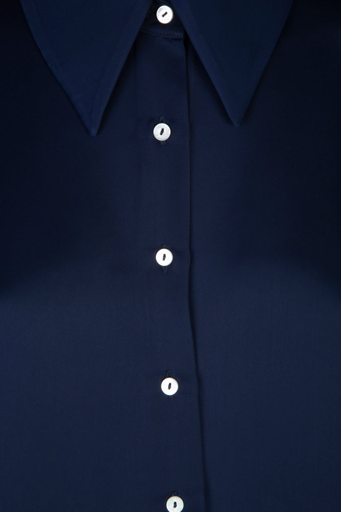 Camicia London techno satin blu