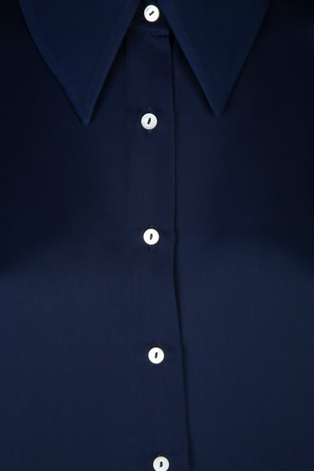 Camicia London techno satin blu