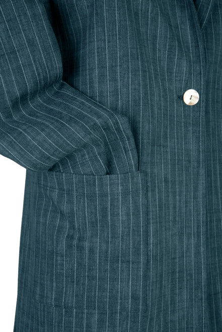 Procida Jacket in Green Pinstripe