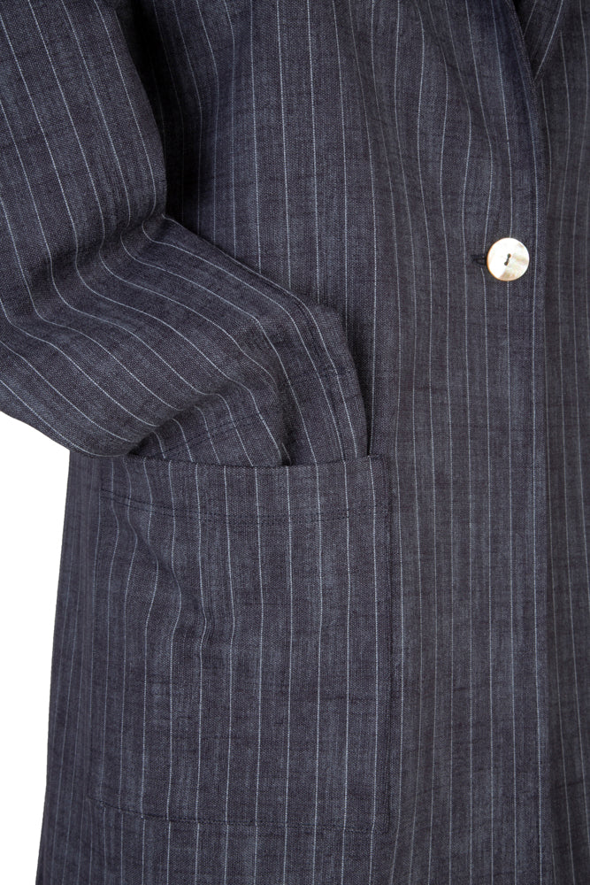 Procida Jacket in Washed Blue Pinstripe