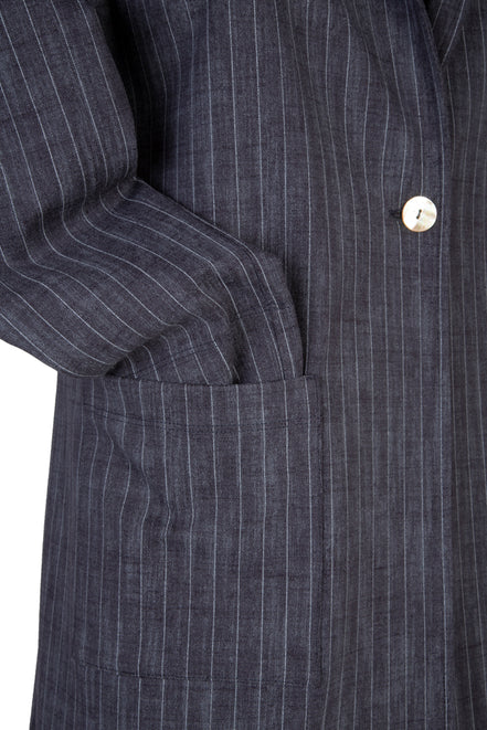 Procida Jacket in Washed Blue Pinstripe