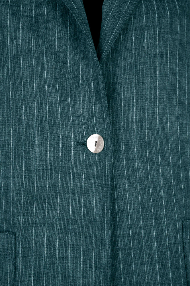 Procida Jacket in Green Pinstripe