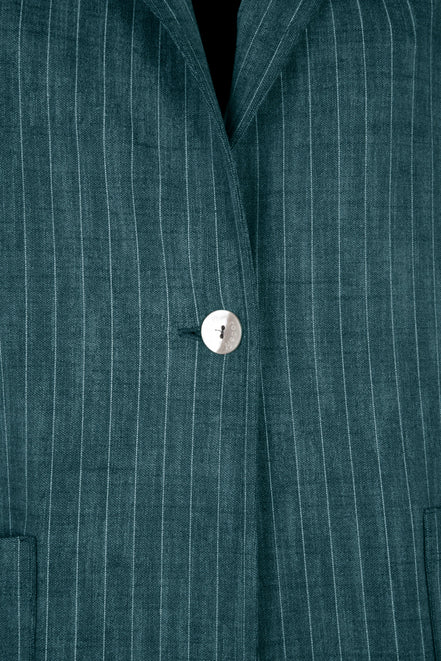 Procida Jacket in Green Pinstripe