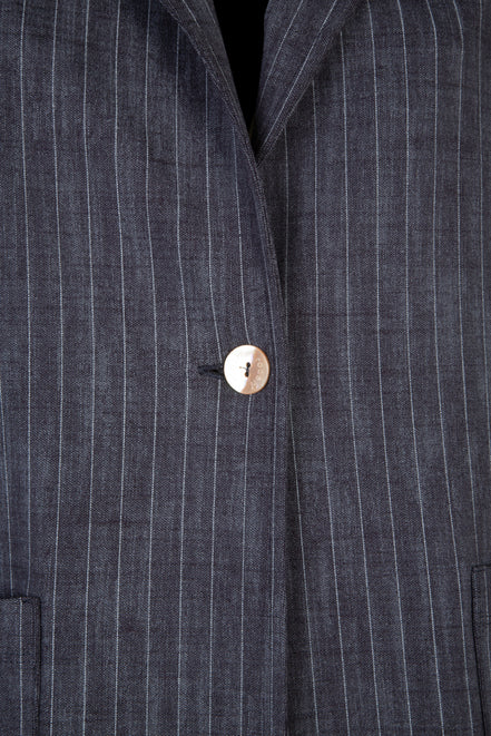Procida Jacket in Washed Blue Pinstripe