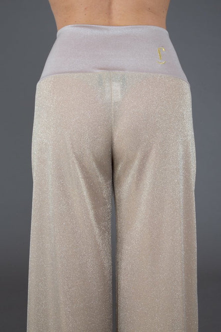 Panta Firenze glitter panna e platino con baschina
