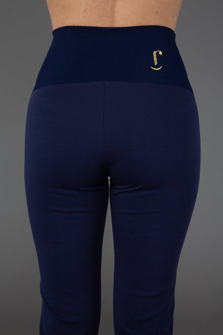 Audrey Trousers in Blue Cotton with Baschina Waistband
