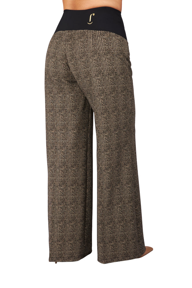 Panta Firenze stampa tweed marrone-beige