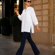 Panta Milano in punto milano cotone blu navy