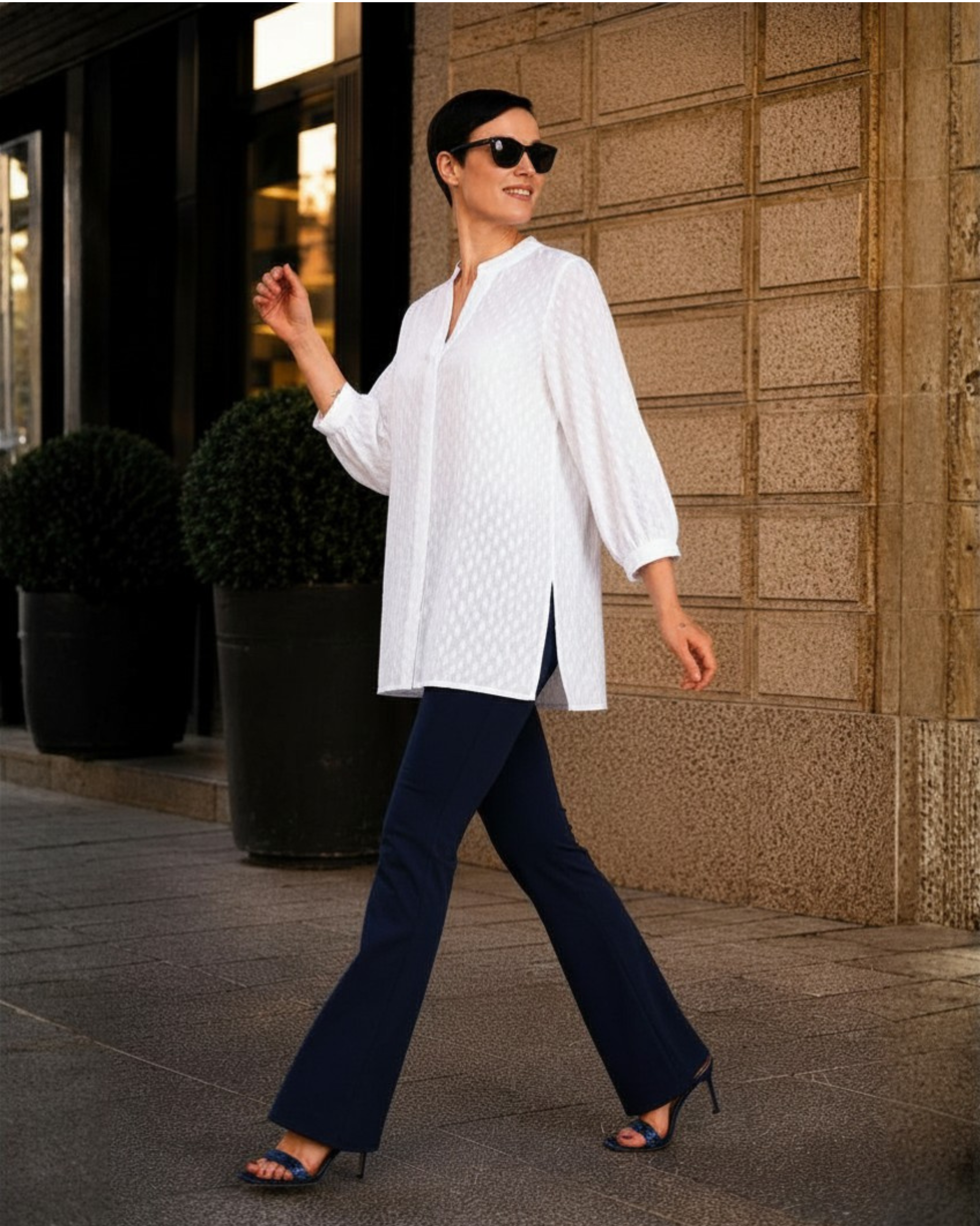 Panta Milano in punto milano cotone blu navy