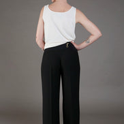 Panta Firenze crepe satin nero con baschina