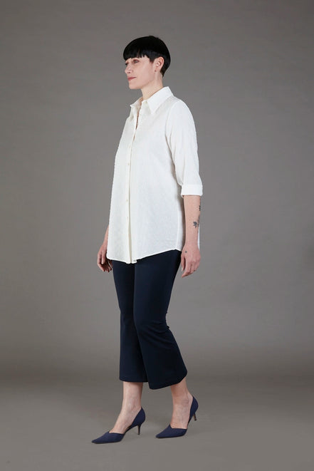 Panta Salina in punto milano cotone navy