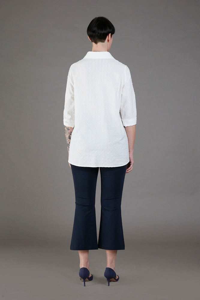 Panta Salina in punto milano cotone navy