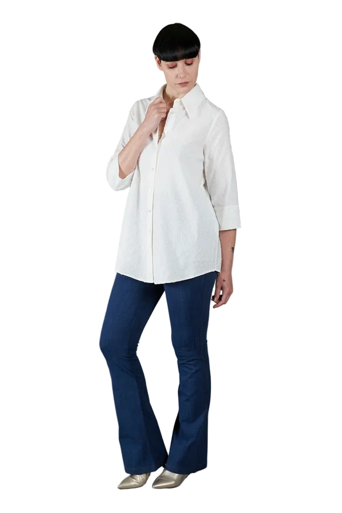 Jeans flare in punto Milano leggero stretch blu delavè