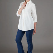 Jeans flare in punto Milano leggero stretch blu delavè