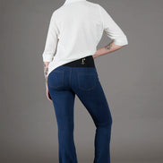 Jeans flare in punto Milano leggero stretch blu delavè