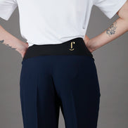 Panta Firenze crepe satin blu con baschina