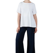 Panta Firenze crepe satin blu con baschina