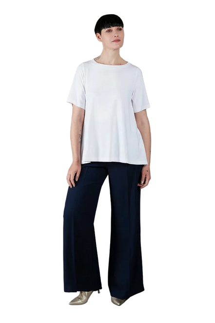 Panta Firenze crepe satin blu con baschina