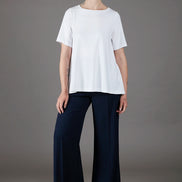 Panta Firenze crepe satin blu con baschina