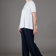 Panta Firenze crepe satin blu con baschina