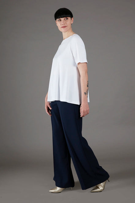 Panta Firenze crepe satin blu con baschina