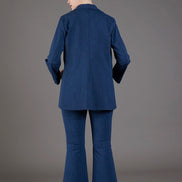Panta Salina punto milano cotone blu chiaro delavè