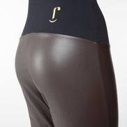Panta Ny in ecopelle cioccolato con spacchi frontali