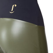 Panta NY ecopelle verde militare con baschina