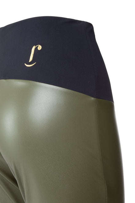 Panta NY ecopelle verde militare con baschina