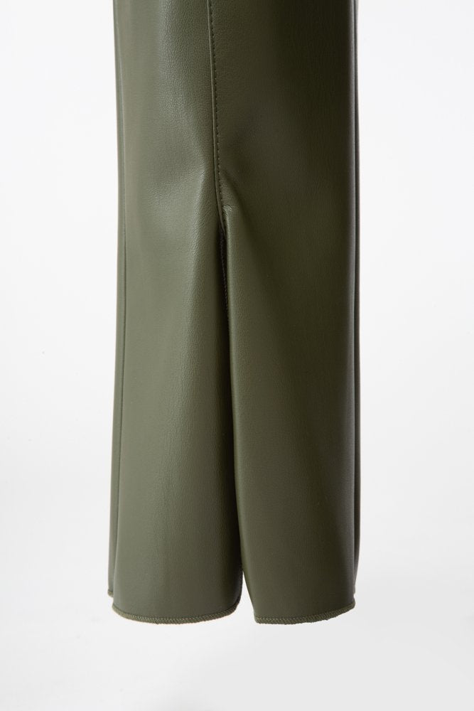 Panta NY ecopelle verde militare con baschina
