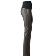 Panta Ny in ecopelle cioccolato con spacchi frontali