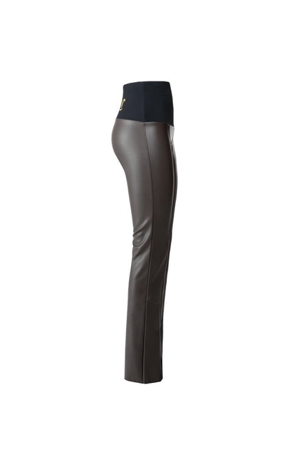 Panta Ny in ecopelle cioccolato con spacchi frontali