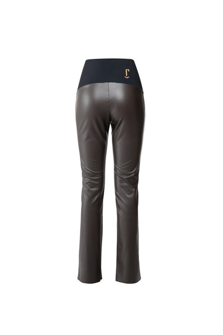 Panta Ny in ecopelle cioccolato con spacchi frontali