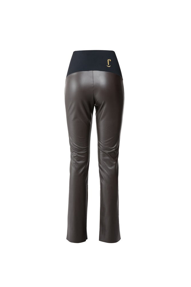 Panta Ny in ecopelle cioccolato con spacchi frontali