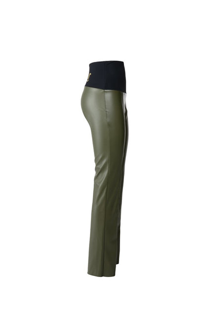 Panta NY ecopelle verde militare con baschina