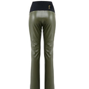 Panta NY ecopelle verde militare con baschina
