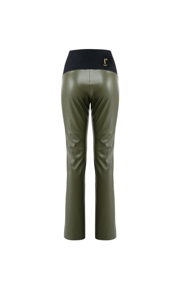 Panta NY ecopelle verde militare con baschina