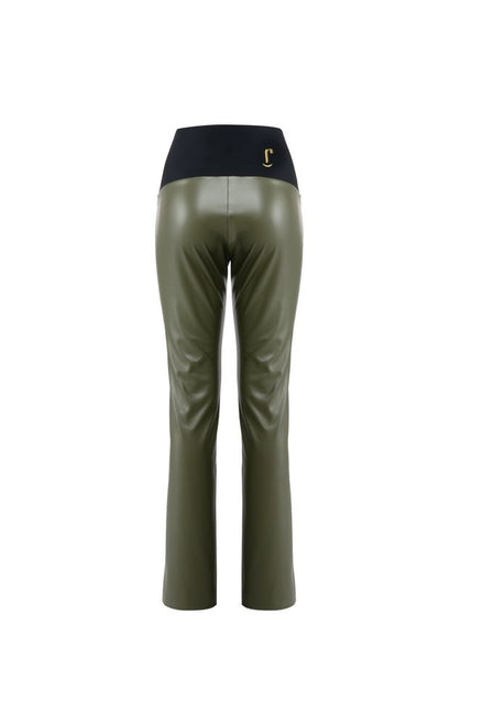 Panta NY ecopelle verde militare con baschina
