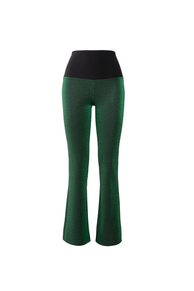 Panta Milano lurex verde con baschina