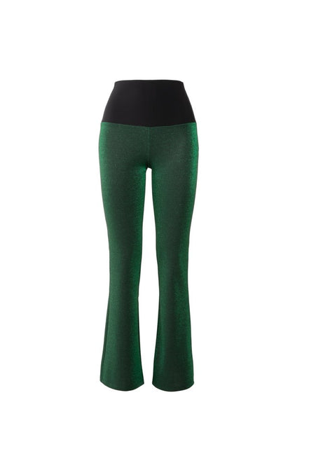 Panta Milano lurex verde con baschina