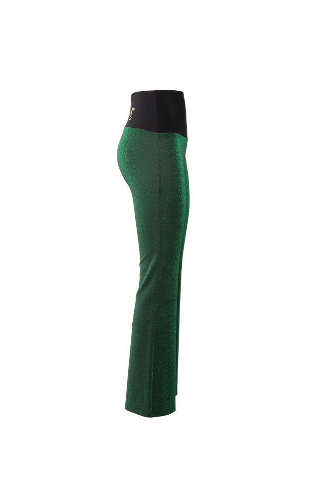 Panta Milano lurex verde con baschina