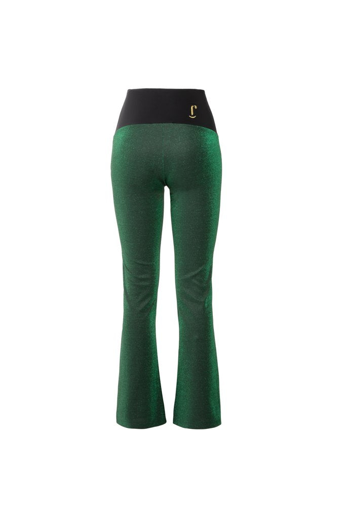 Panta Milano lurex verde con baschina