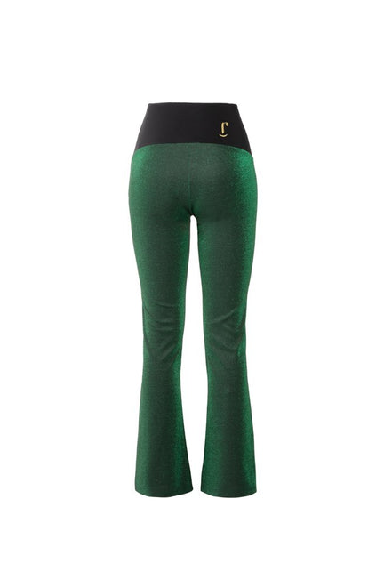 Panta Milano lurex verde con baschina