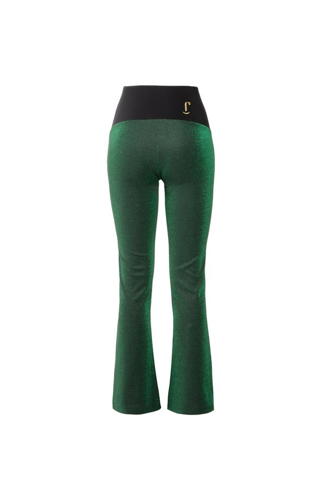 Panta Milano lurex verde con baschina