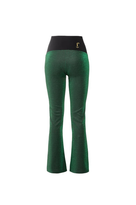 Panta Milano lurex verde con baschina