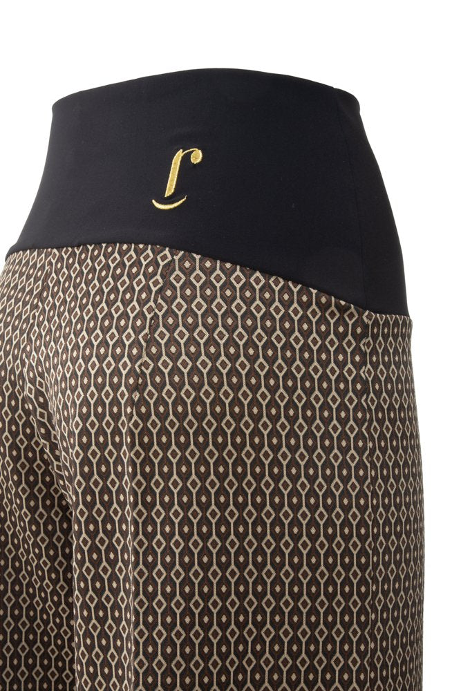 Panta Firenze jacquard marrone con baschina
