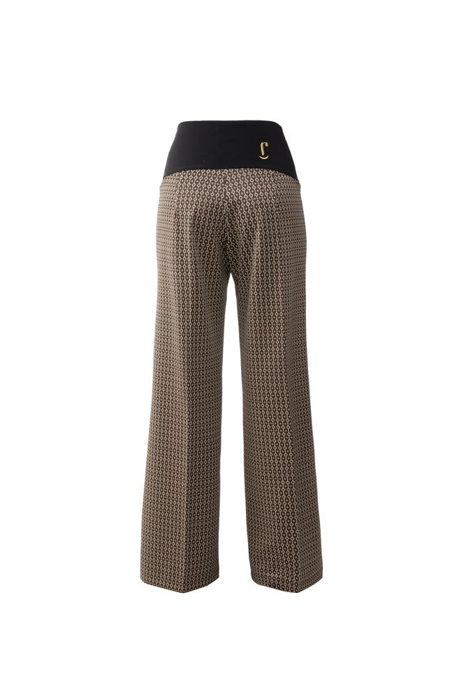Panta Firenze jacquard marrone con baschina