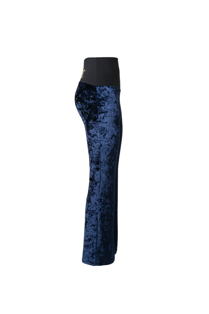 Panta Milano velluto blu con baschina