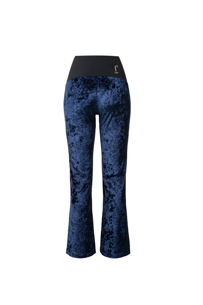 Panta Milano velluto blu con baschina