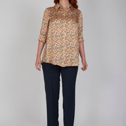 Camicia  Milano satin di viscosa stampa fiori crema